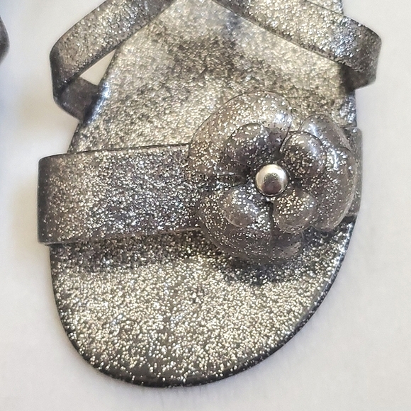 Old Navy Metallic Silver Glitter Jelly Sandals Shoes Toddler Girls Size 10 - Picture 6 of 12